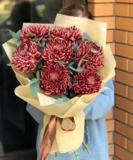 Букет хризантем  «Бигуди рэд»